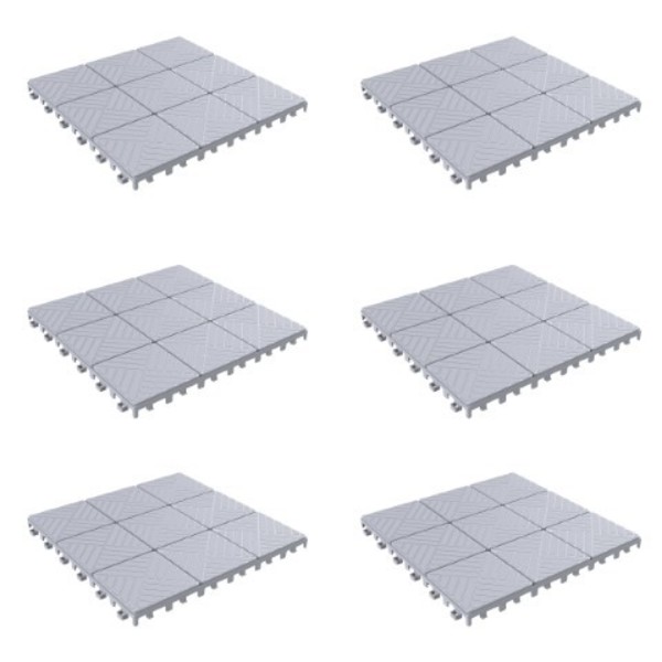 Nature Spring Patio and Deck Tiles, Interlocking Outdoor Flooring Pavers Weather Resistant, Square, Grey, Set of 6 951859MFX